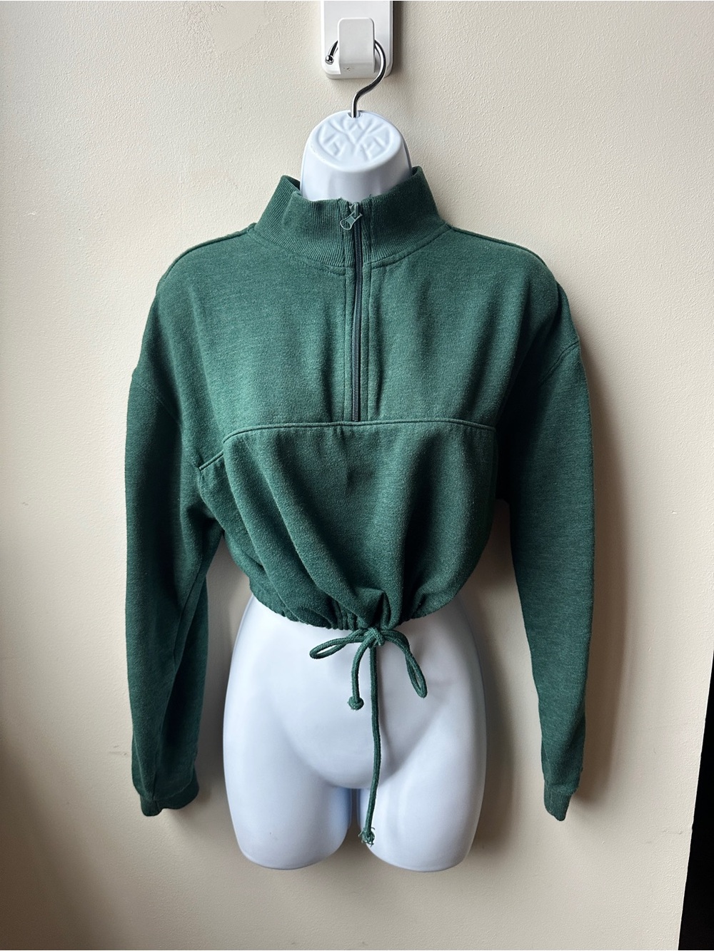 L.A. Hearts Green Cropped Fleece 1/4 Zip Sweatshirt Drawstring Women’s XS Pacsun